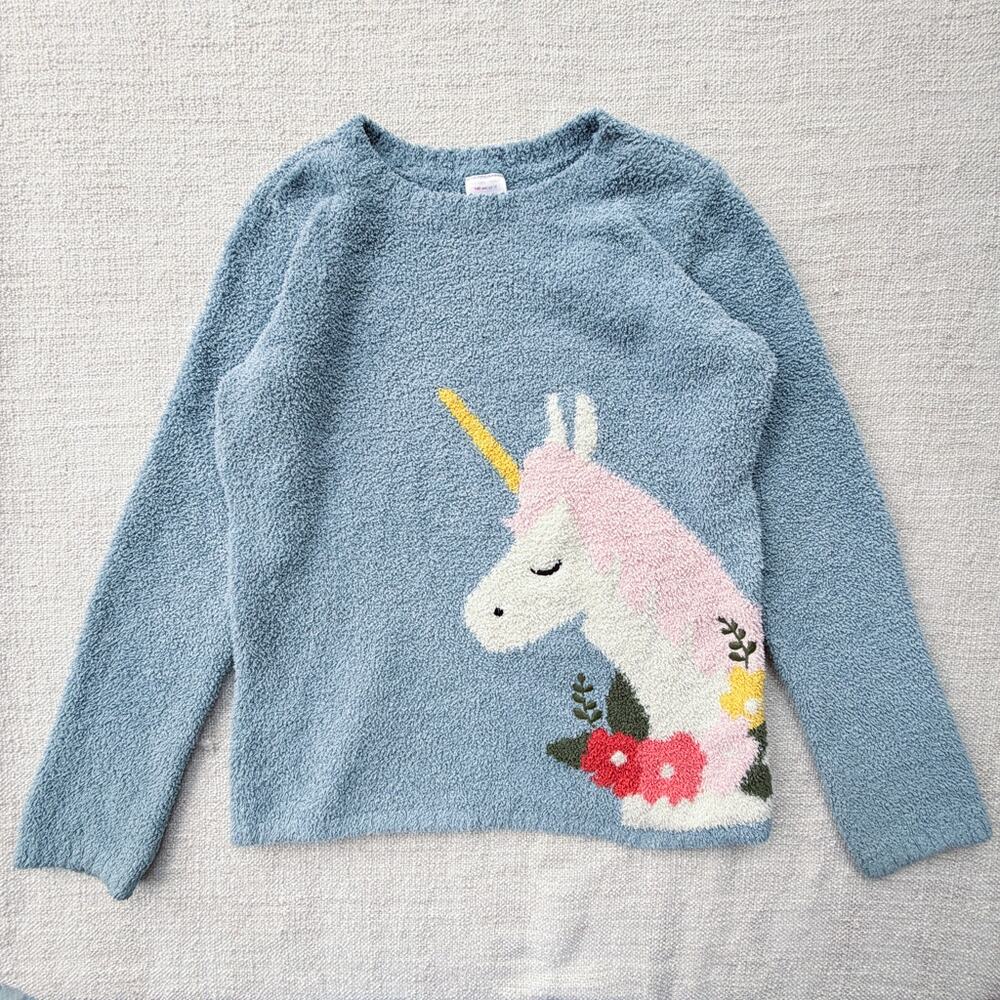 Hanna Andersson Blue Unicorn Marshmallow Sweater GUC 10